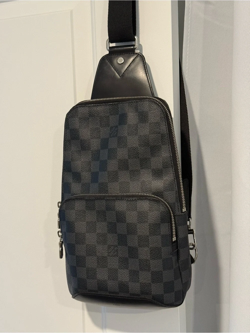 AUTHENTIC Louis Vuitton Black Damier Graphite Avenue Crossbody Sling Bag